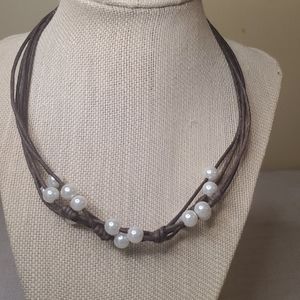Cord necklace with Pearl  accents